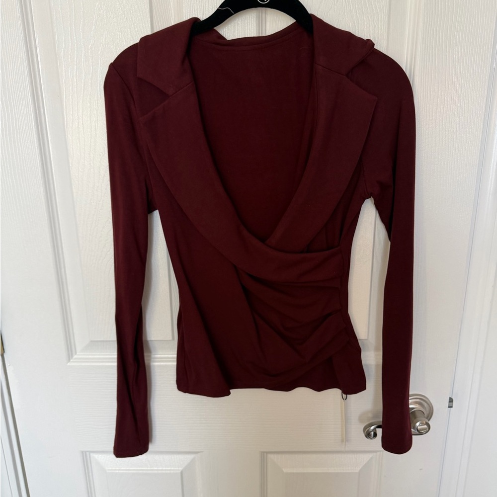 Commense Burgundy Wrap Top